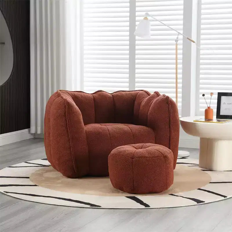 Pouf Géant avec Ottoman Fauteuil Carré Moderne en Chenille