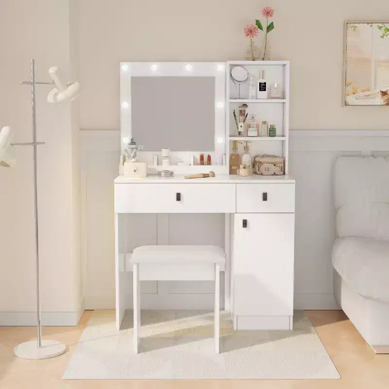Coiffeuse élégante avec miroir et grands tiroirs