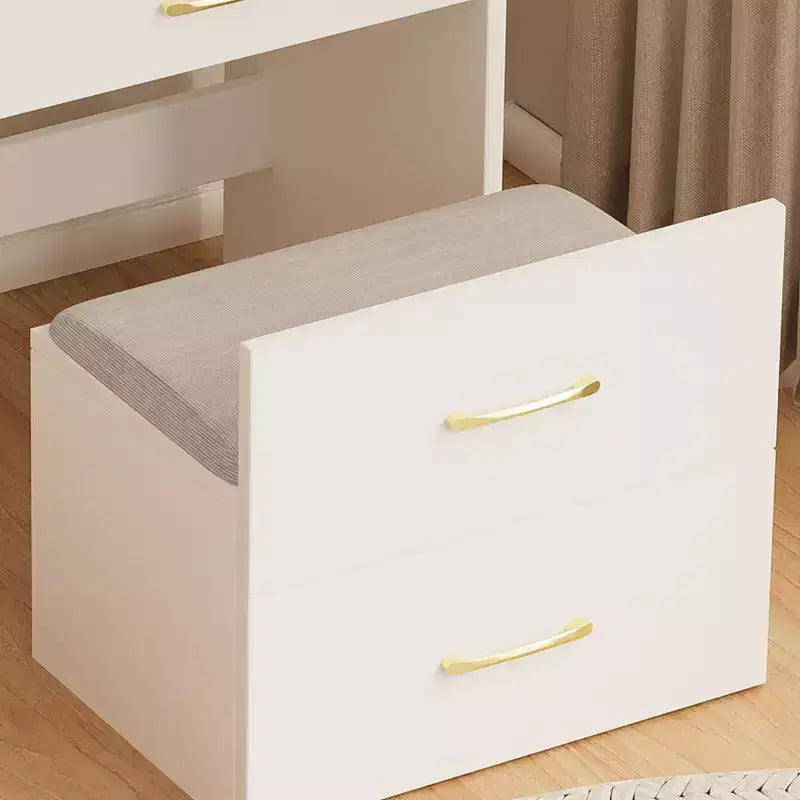 Coiffeuse avec miroir relevable Coiffeuse compacte Tabouret rembourré Coiffeuse