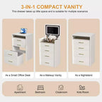 Coiffeuse avec miroir relevable Coiffeuse compacte Tabouret rembourré Coiffeuse