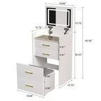 Coiffeuse avec miroir relevable Coiffeuse compacte Tabouret rembourré Coiffeuse