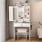 Coiffeuse compacte avec miroir réglable, avec prise électrique