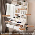 Coiffeuse compacte avec miroir réglable, avec prise électrique