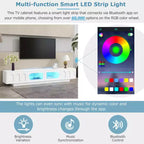 Meuble TV LED avec portes en verre, console multimédia en bois avec portes d'armoire cintrées