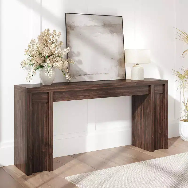 70.9-Inch Entryway Table Wooden Farmhouse Console Table Thick Sofa Table Behind Couch Table Long Console Tables for Entryway Living Room Walnut