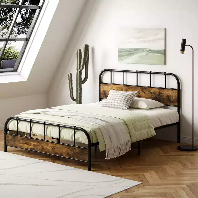 Cadre de lit plateforme industriel avec rangement sous le lit