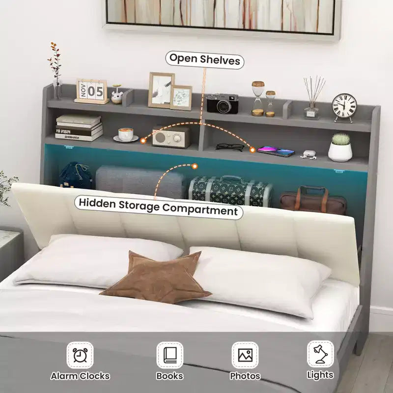 Cadre de lit avec rangement Plateforme de lit moderne Sommier