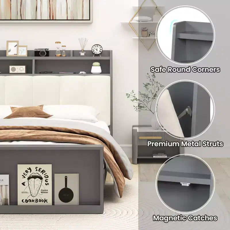 Cadre de lit avec rangement Plateforme de lit moderne Sommier
