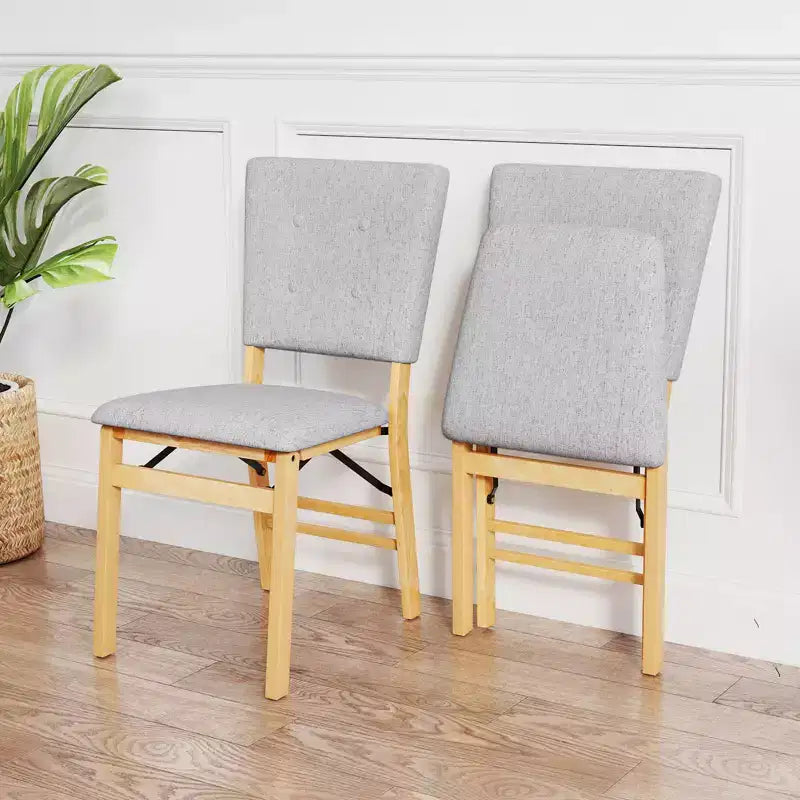 Chaise de salle à manger pliable avec assise rembourrée, dossier inclinable et pieds en bois d'hévéa