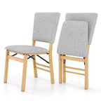 Chaise de salle à manger pliable avec assise rembourrée, dossier inclinable et pieds en bois d'hévéa