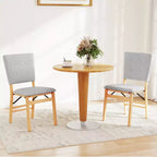 Chaise de salle à manger pliable avec assise rembourrée, dossier inclinable et pieds en bois d'hévéa