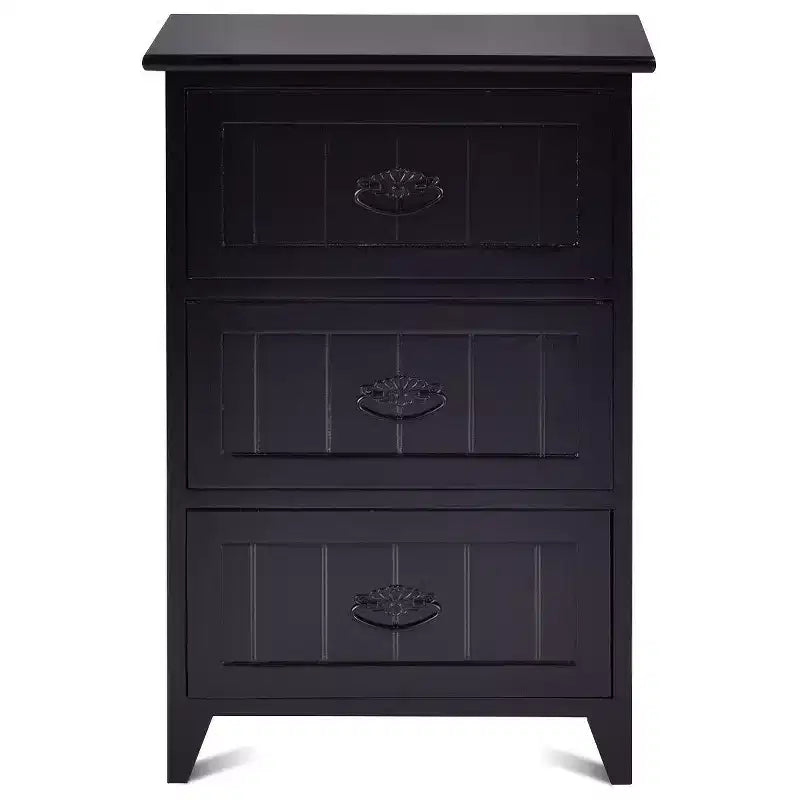 Table de chevet avec 3 tiroirs, rangement en bois, pour chambre à coucher, couleur noire