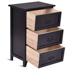 Table de chevet avec 3 tiroirs, rangement en bois, pour chambre à coucher, couleur noire