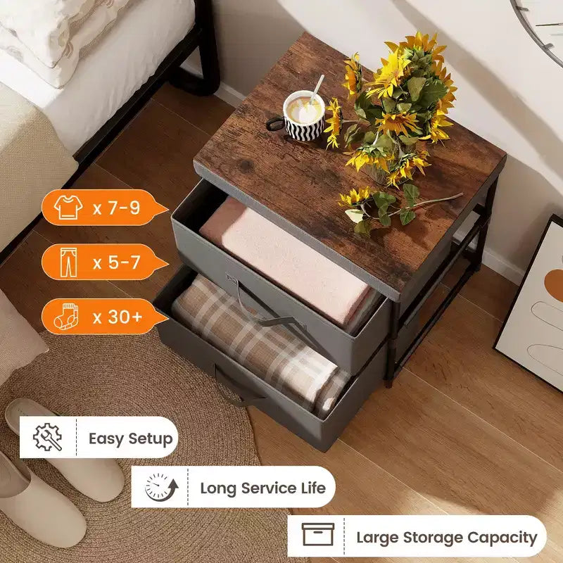 Commode de rangement en tissu Table de chevet/canapé