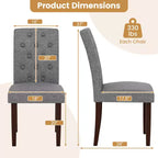 Chaise de salle à manger en bois Pieds en hévéa Assise rembourrée Ressorts en S