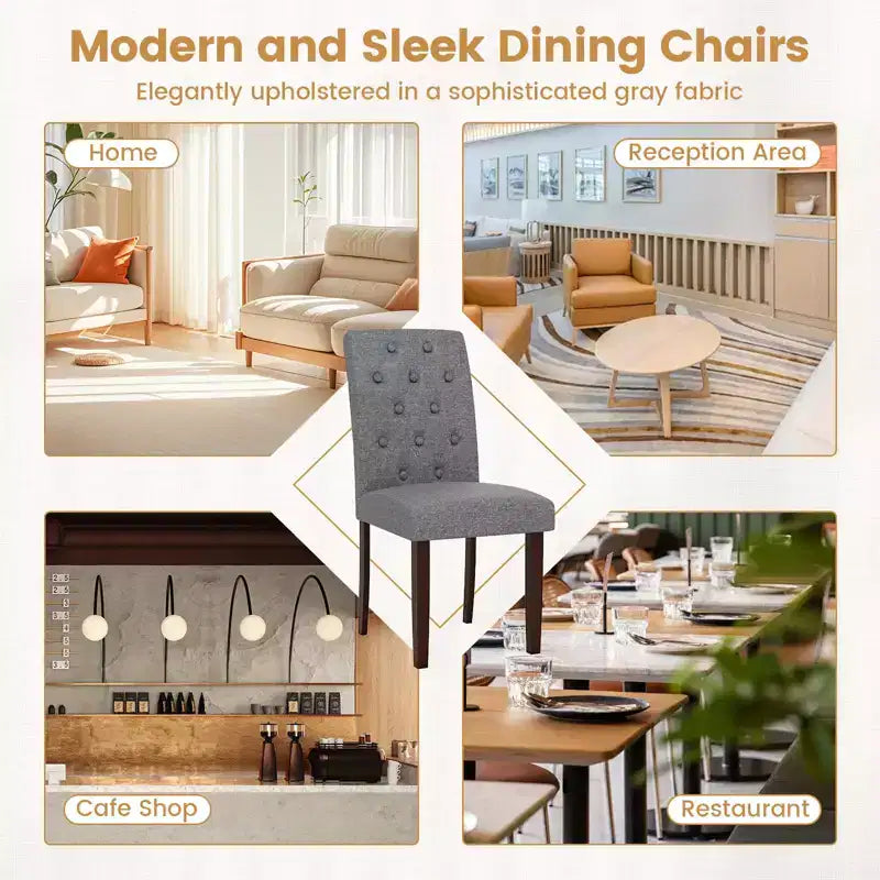 Chaise de salle à manger en bois Pieds en hévéa Assise rembourrée Ressorts en S