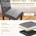 Chaise de salle à manger en bois Pieds en hévéa Assise rembourrée Ressorts en S