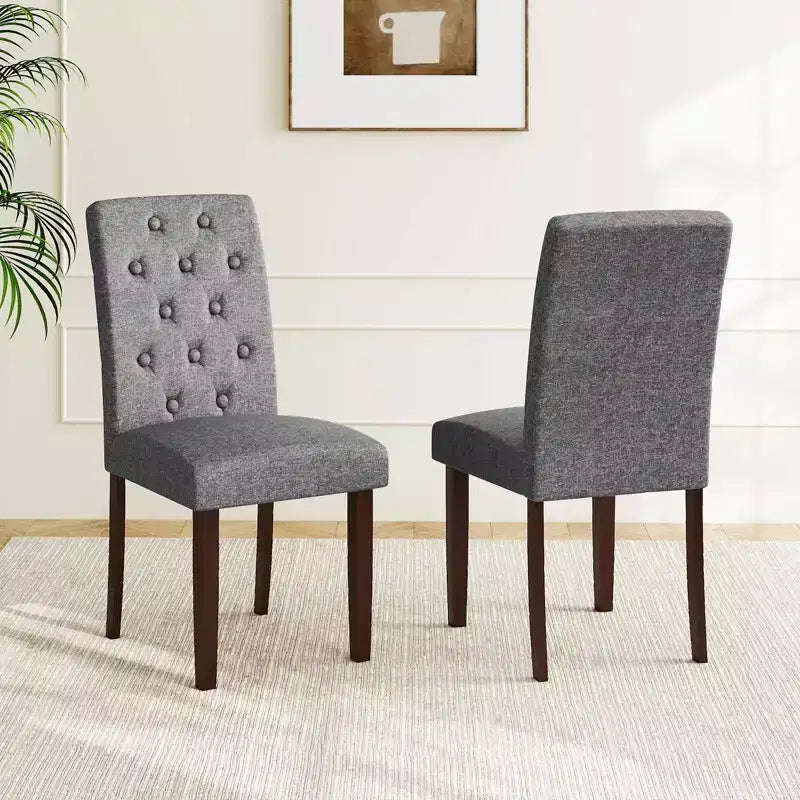 Chaise de salle à manger en bois Pieds en hévéa Assise rembourrée Ressorts en S