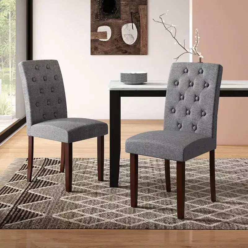Chaise de salle à manger en bois Pieds en hévéa Assise rembourrée Ressorts en S