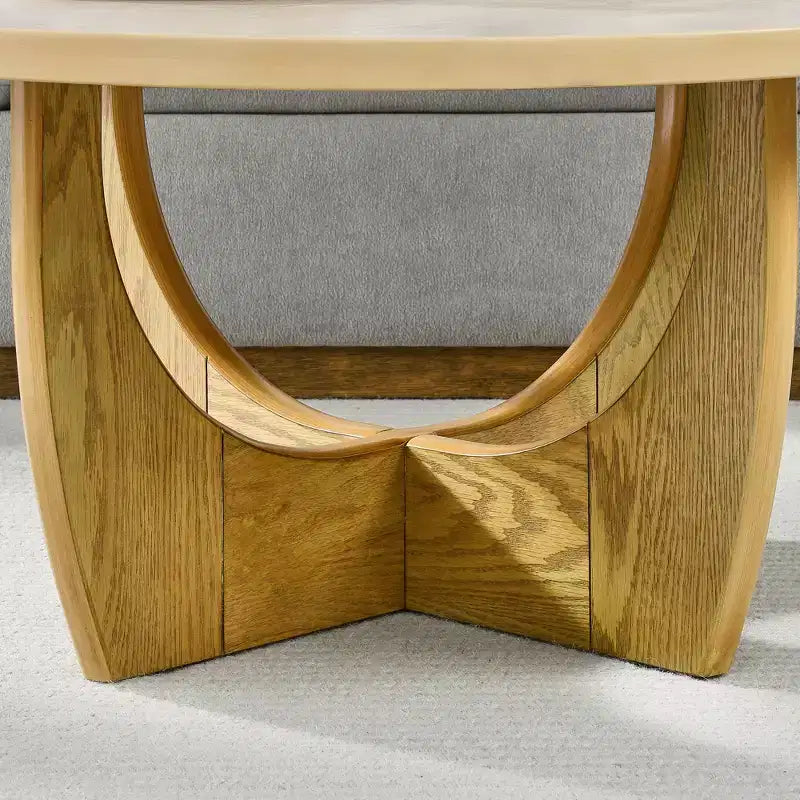 Table basse ronde Table de cocktail en bois Table d'appoint de canapé de centre de ferme