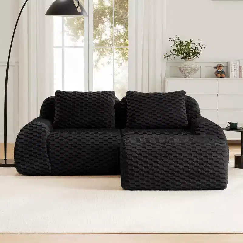 Canapé modulaire moderne en L en flanelle