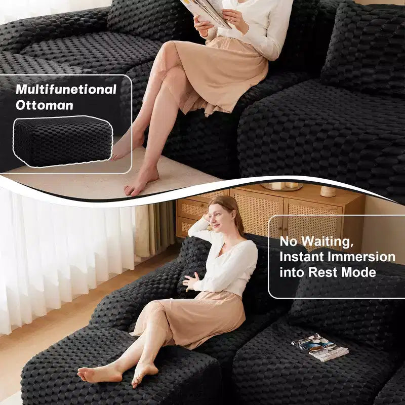 Canapé modulaire moderne en L en flanelle