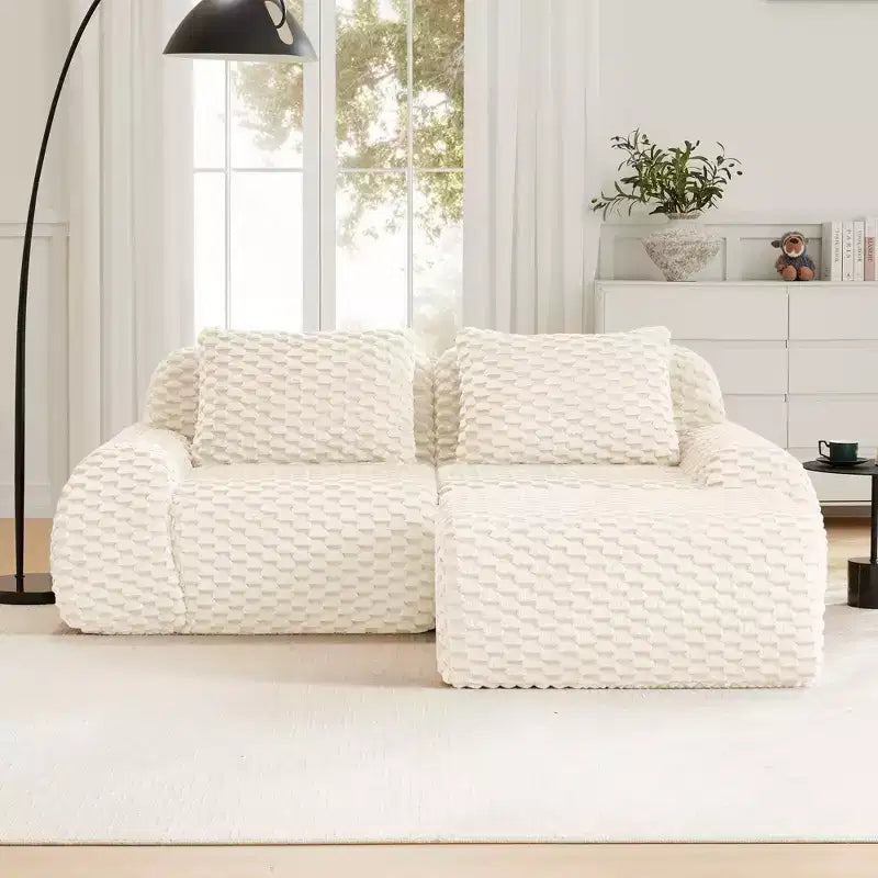 Canapé modulaire moderne en L en flanelle
