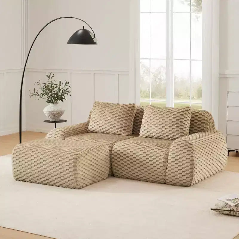 Canapé modulaire moderne en L en flanelle