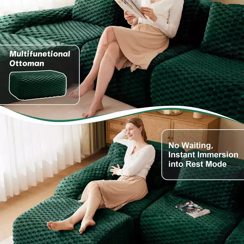 Canapé modulaire moderne en L en flanelle