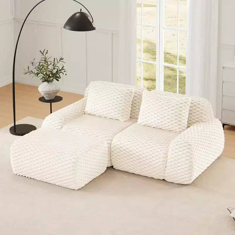 Canapé modulaire moderne en L en flanelle
