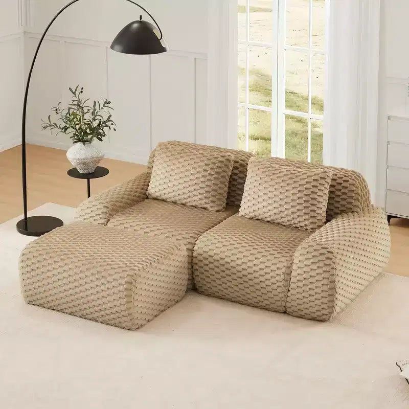 82 Modern L-Shaped Modular Sectional Sofa for Living Room Flannelette Fabric Oversized 2-Seater Couch boneless sofa