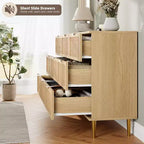 Commode haute en rotin à 9 tiroirs – Meuble de rangement moderne en bois avec tiroirs profonds