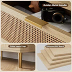 Commode haute en rotin à 9 tiroirs – Meuble de rangement moderne en bois avec tiroirs profonds
