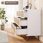 Commode haute en rotin à 9 tiroirs – Meuble de rangement moderne en bois avec tiroirs profonds
