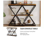 Cadre de table console industrielle à 3 niveaux avec étagère ouverte