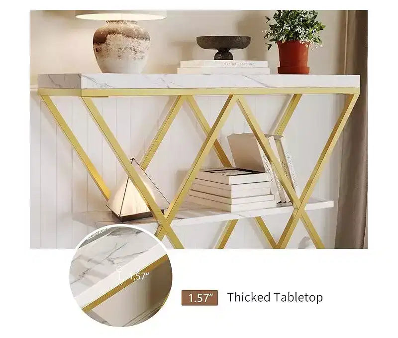 Cadre de table console industrielle à 3 niveaux avec étagère ouverte