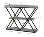 Cadre de table console industrielle à 3 niveaux avec étagère ouverte