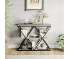 Cadre de table console industrielle à 3 niveaux avec étagère ouverte