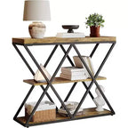 Cadre de table console industrielle à 3 niveaux avec étagère ouverte