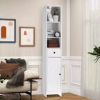 Tall Bathroom Storage Cabinet 66.9 Modern Freestanding Cabinet with Open Shelf Drawer & Door for Bathroom Organization Storage Cabinet