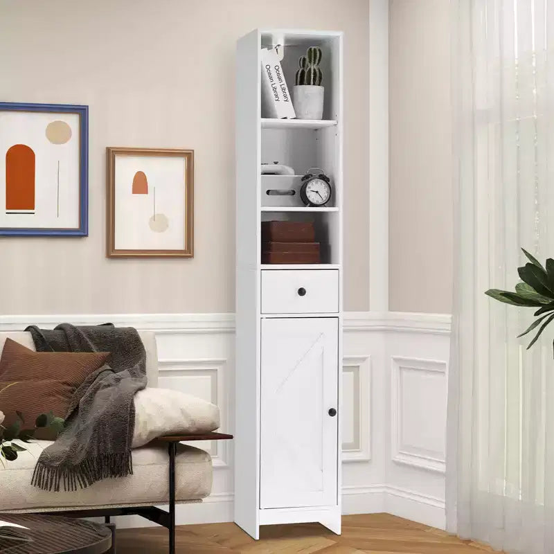 Tall Bathroom Storage Cabinet 66.9 Modern Freestanding Cabinet with Open Shelf Drawer & Door for Bathroom Organization Storage Cabinet