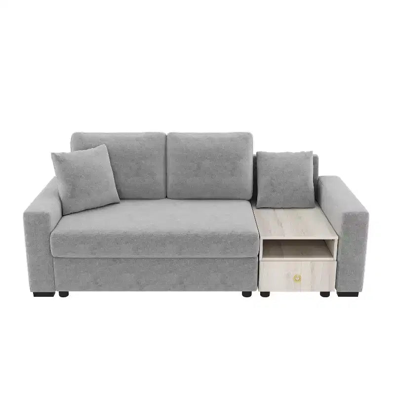 Causeuse moderne rembourrée en chenille avec console de rangement