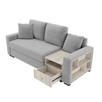 Causeuse moderne rembourrée en chenille avec console de rangement