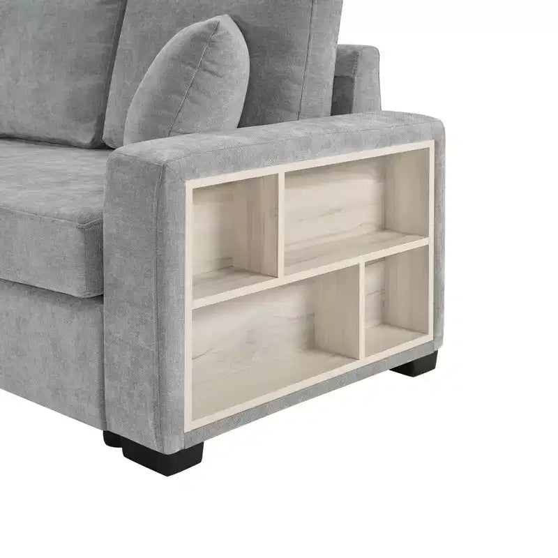 Causeuse moderne rembourrée en chenille avec console de rangement