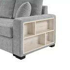 Causeuse moderne rembourrée en chenille avec console de rangement