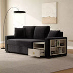 Causeuse moderne rembourrée en chenille avec console de rangement