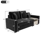 Causeuse moderne rembourrée en chenille avec console de rangement