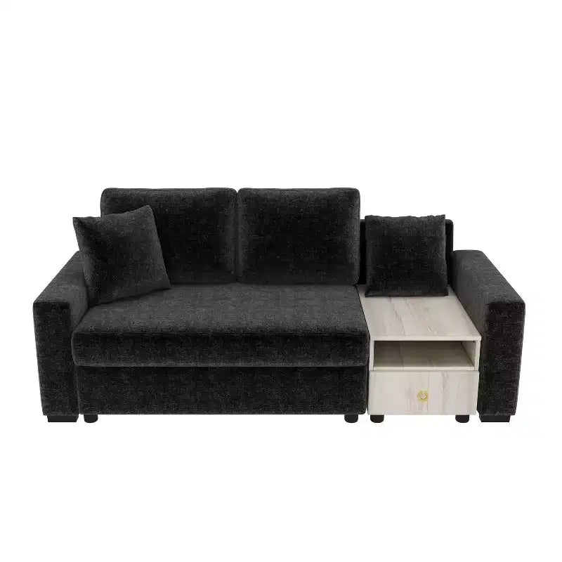 Causeuse moderne rembourrée en chenille avec console de rangement