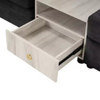 Causeuse moderne rembourrée en chenille avec console de rangement