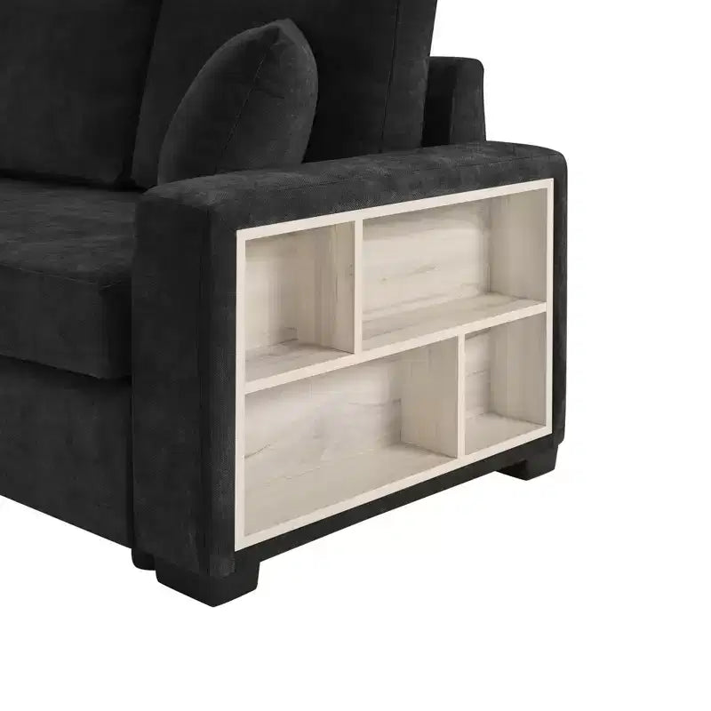 Causeuse moderne rembourrée en chenille avec console de rangement